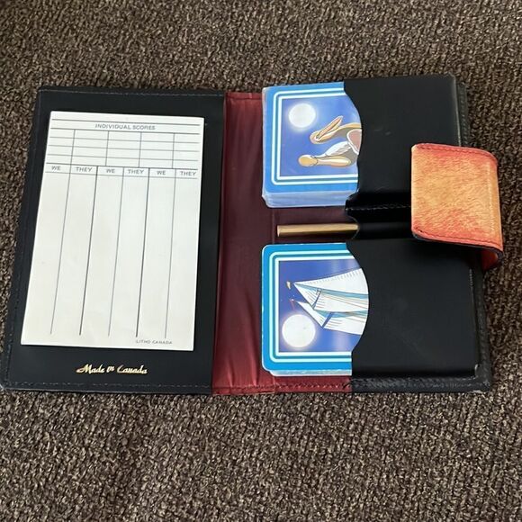 Playing Card Case - Fits Two Decks w/ Space for Pen & Notepad w/ Snap closure - Picture 5 of 12